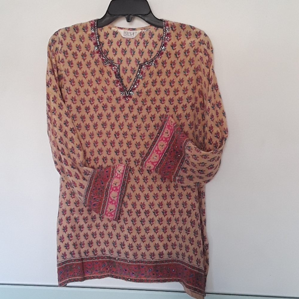 Biba silk peasant/bohemian tunic top